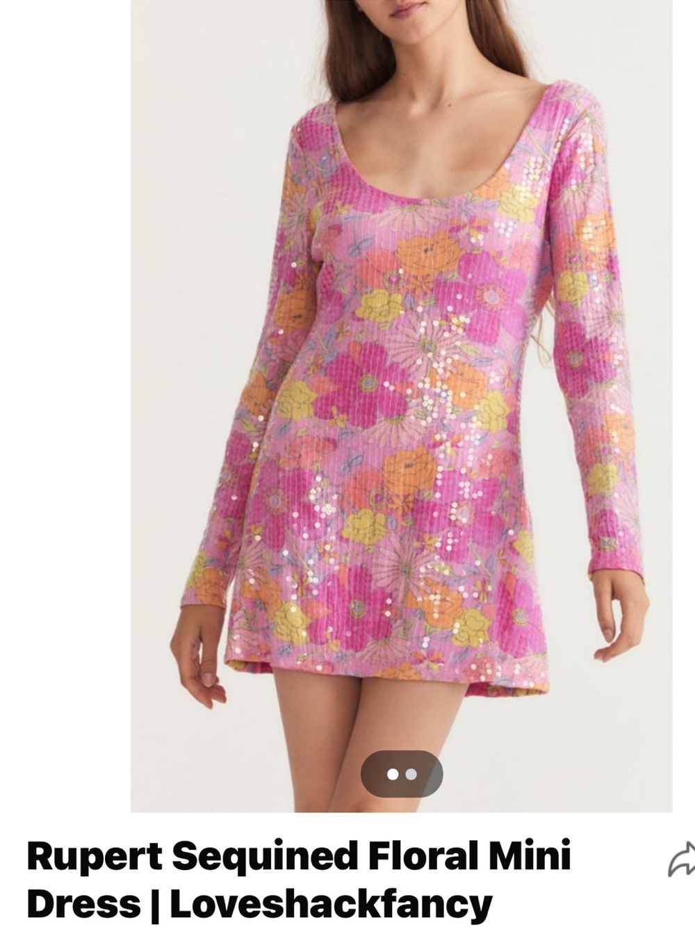 LoveShackFancy Pink Floral Sequin Mini Dress